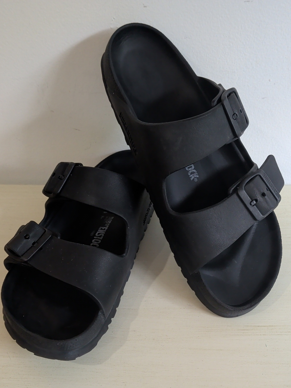 Birkenstock Arizona Double Buckle Black Rubber Slide Sandals Size 41